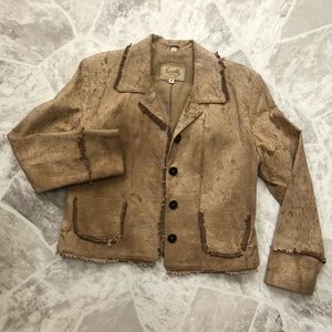 Scully textured leather small fringe coat